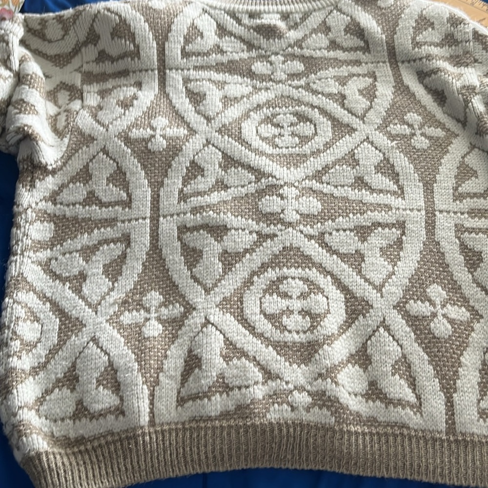 Partners by Mervyn’s medium beige and white vintage cardigan 3/4 sleeve - Picture 9 of 9